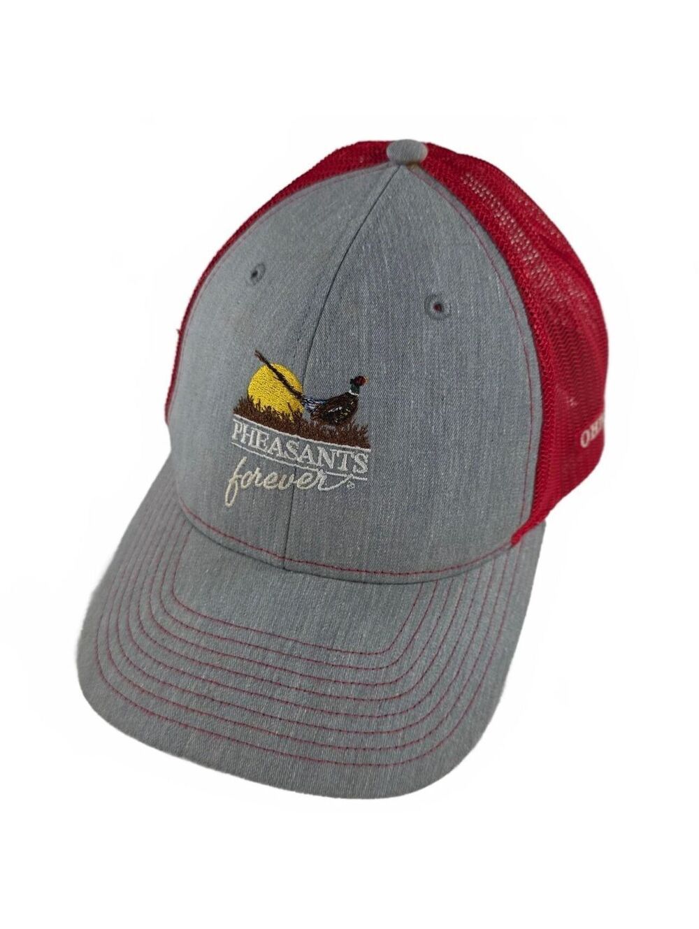Richardson Pheasants Forever Mesh Trucker Snapback Hat Red Gray Adjustable